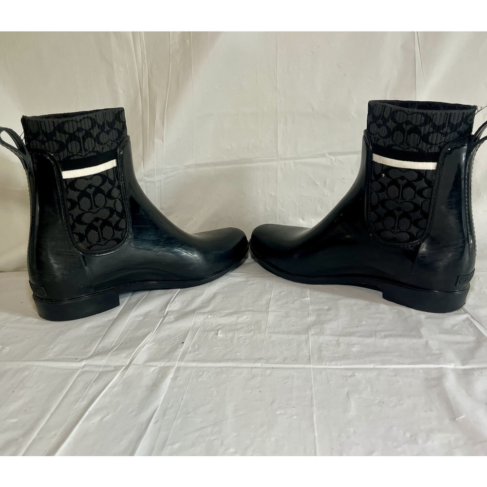 Coach Rivington Black signature C Logo Ankle Rain Boots Size 9 - Picture 11 of 15